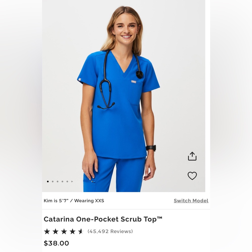Figs Catarina scrub top Royal blue
